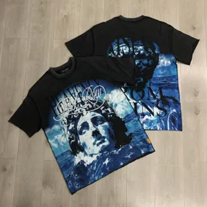 Vintage washed short sleeve graphic t-shirt American high street casual apparel top