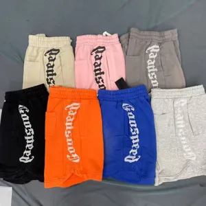 Pantaloncini casual streetwear da uomo con ricamo gotico, vita elastica, pantaloni.