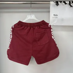 Pantaloncini casual lavati da uomo e donna, con ricamo gotico laterale e comodo girovita elastico.