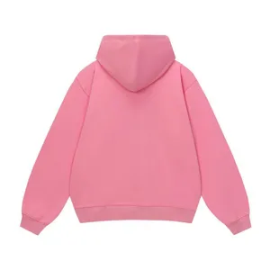 Comfortable casual solid pink hoodie for men and women, fashionable streetwear top.