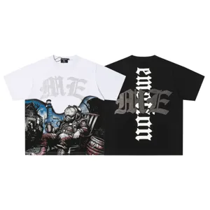 Unisex streetwear rhinestone graphic short sleeve t-shirt, gothic letter print casual tee.
