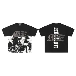 Black streetwear graphic t-shirt showing front and back with rhinestone lettering.