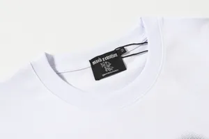 White short sleeve t-shirt detail, premium cotton fabric, comfortable collar design.