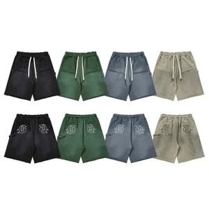 Shorts Casual in Misto Cotone Estate Largo Streetwear Coulisse Shorts Casual Con Tasca E Ricamo