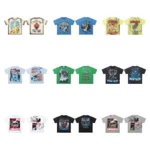 Men's Vintage Washed Pure Cotton Short Sleeve T-Shirt Loose Fit Graphic Print Crew Neck Casual Streetwear Tee