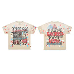 American high street washed short-sleeve t-shirt with rhinestone letters and print.