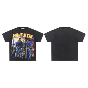 Vintage washed short sleeve t-shirt with graphic print and front retro street style design.