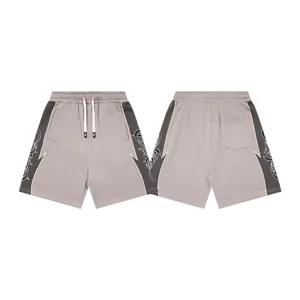 Men women streetwear casual shorts grey elastic waist gothic letter print five point pants