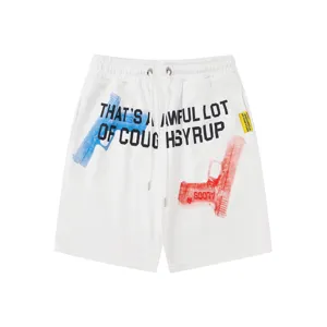 Pantaloncini streetwear casual da uomo e donna con stampa grafica e vestibilità comoda.