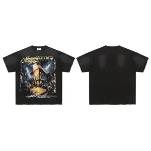 Vintage wash short sleeve t-shirt streetwear aesthetic graphic tee men women black top