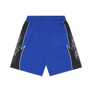 Streetwear gothic print colorblock casual shorts with elastic waist for men