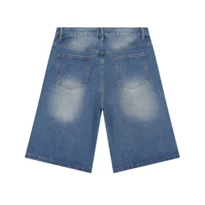 Tζιν σορτς για άνδρες και γυναίκες στυλ street casual μπλε ίσια πέντε πόντων παντελόνι