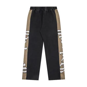 High street color-block casual straight pants with gothic cross side panels for men and women