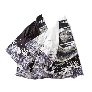 Japanese Ukiyo-e Dragon Wave Print Kimono Cardigan Loose Three-Quarter Sleeve Casual Shirt