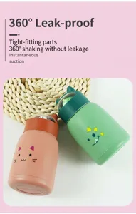 Süße doppelseitige Glas-Wasserflasche mit Cartoon-Tierdeckel tragbarer Studentengeschenkbecher