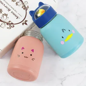Niedliche doppellagige Glas-Wasserflasche mit Tierdesign für Geschenke und den täglichen Gebrauch.