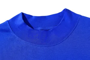Royal blue casual streetwear short sleeve t-shirt collar detail, premium ribbed neckline.