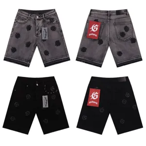 Mens womens streetwear embroidered letter denim shorts casual vintage five point pants new