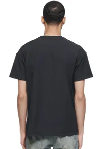 Solid black short sleeve t-shirt for men and women, classic casual streetwear style top.