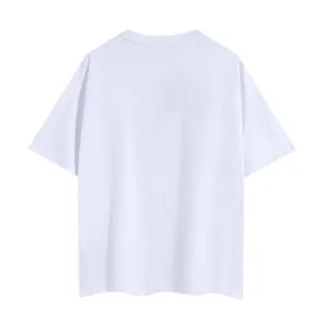Detailed back view of a casual white short-sleeve t-shirt, simple and versatile streetwear.