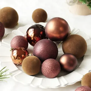 Lot de boules de Noël floquées mates brillantes décorations pour sapin de Noël fête 24pcs