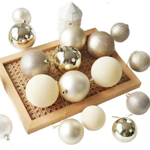 Boules de Noël ensemble 6cm 8cm or champagne brillant pailleté décoration sapin