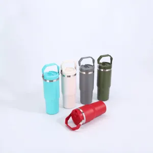 Stainless steel insulated tumbler 30oz travel mug with handle portable car cup outdoor use
