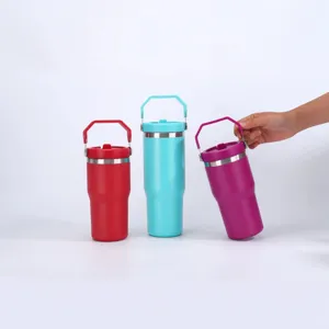 Stainless steel insulated travel tumbler 30oz car cup with portable handle design