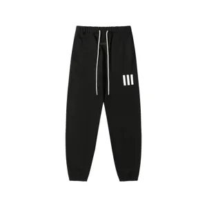 Black drawstring sweatpants high street casual loose fit cotton fleece joggers trousers