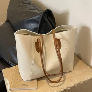 Einfache grosse Kapazität Leder Schultertasche lässige Pendler Handtasche für Damen