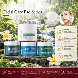 KORMESIC Professional Skincare Facial Peel Pads Glycolic Acid Salicylic Acid Centella Asiatica Cotton Pads For Exfoliating Pore Minimizing Soothing Treatment