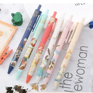 Chinese style retractable gel pen set with carp design cute student stationery office supplies