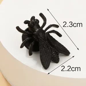 Creative metal beetle insect ring, unique black statement ring for stylish women daily wear.