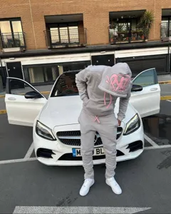 Set felpa con cappuccio e pantaloni in pile Y2K streetwear con stampa graffiti per uomo e donna