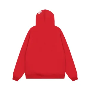 Felpa con cappuccio Y2K rossa foderata in pile con grazioso dettaglio, top streetwear casual.