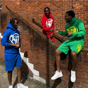 Y2K Streetwear Hoodie Shorts Set Casual Men Women Unisex Fleece Pullover Tracksuit