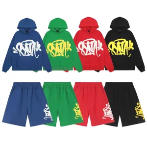 Men's Women's Cotton Fleece Hoodie Shorts High Street Y2K Style S&Y Letter Graffiti Print Casual Sportswear Top Bottom