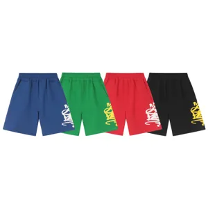 Casual streetwear sports shorts for men and women, featuring elastic waist and stylish graffiti leg print.