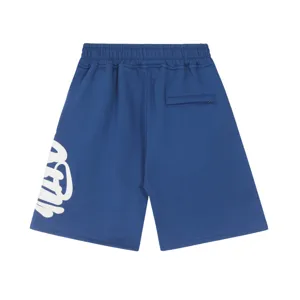 Blue high street streetwear shorts featuring back zip pocket and bold side graphic print.