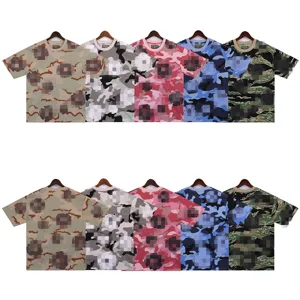Unisex streetwear short sleeve t-shirt featuring all-over camo and floral print design.