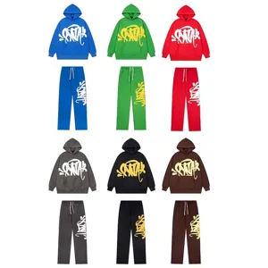 Tuta sportiva stile Y2K con felpa con cappuccio in pile e pantaloni per uomo e donna, colori vari.