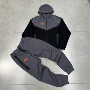 Men's women's streetwear colorblock zip hoodie and sweatpants tracksuit set casual.