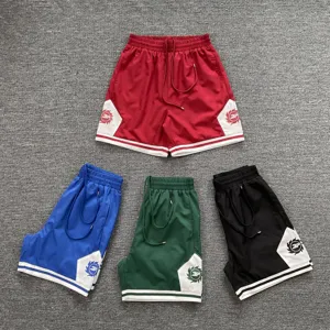 Lässige Sportshorts für Damen und Herren, Farbblock-Mesh-Sporthosen mit elastischem Bund.