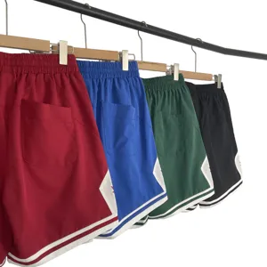 Herren Damen High Street Mesh lässige Sportshorts elastische Taille Colorblock Fitness Shorts
