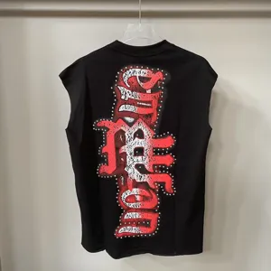 Ανδρικό Γυναικείο Streetwear Αμάνικο Μπλουζάκι με Στρας Καλοκαιρινό Top Hip Hop