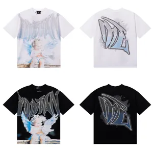 Oversized graphic rhinestone streetwear t-shirt gia andraikes kai gynaikies, casual top.