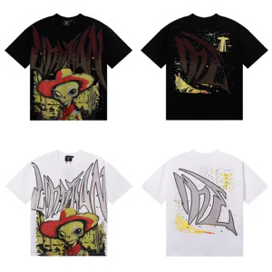 Unisex casual streetwear κοντομάνικο t-shirt με σχέδιο cowboy alien και στρασσ.