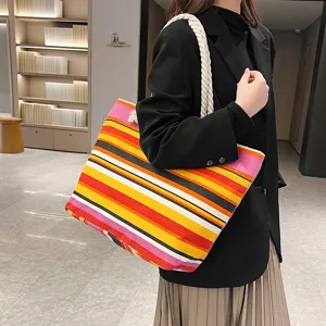 Herbst neue Damen Segeltuch Umhängetasche japanische gestreifte Freizeittasche Handtasche