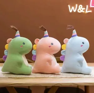 Cute colorful candy dinosaur plush toy, soft stuffed animal doll for kids birthday gift.