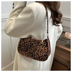 Sac à épaule imprimé léopard élégant sac hobo minimaliste pour femmes automne décontracté
